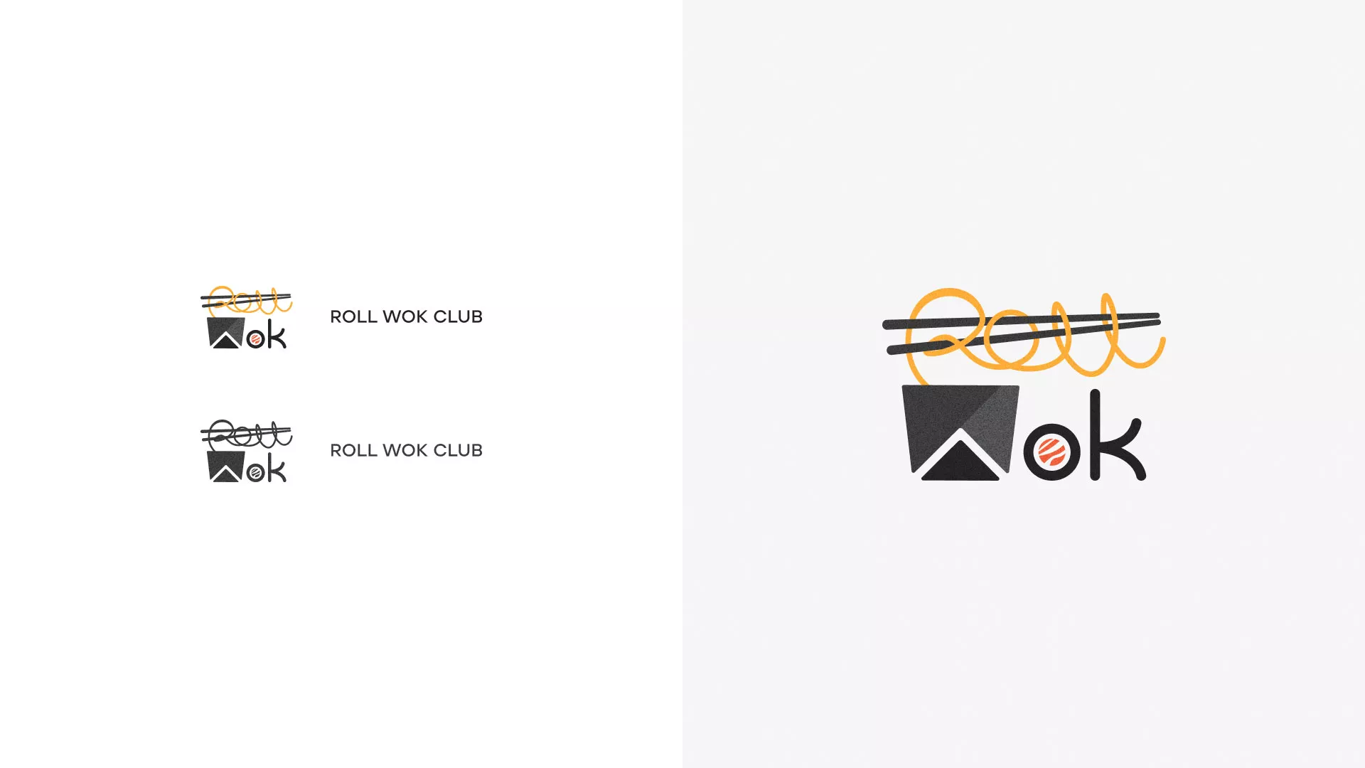 Разработка логотипа суши-бара «Roll Wok Club» в Грязовце