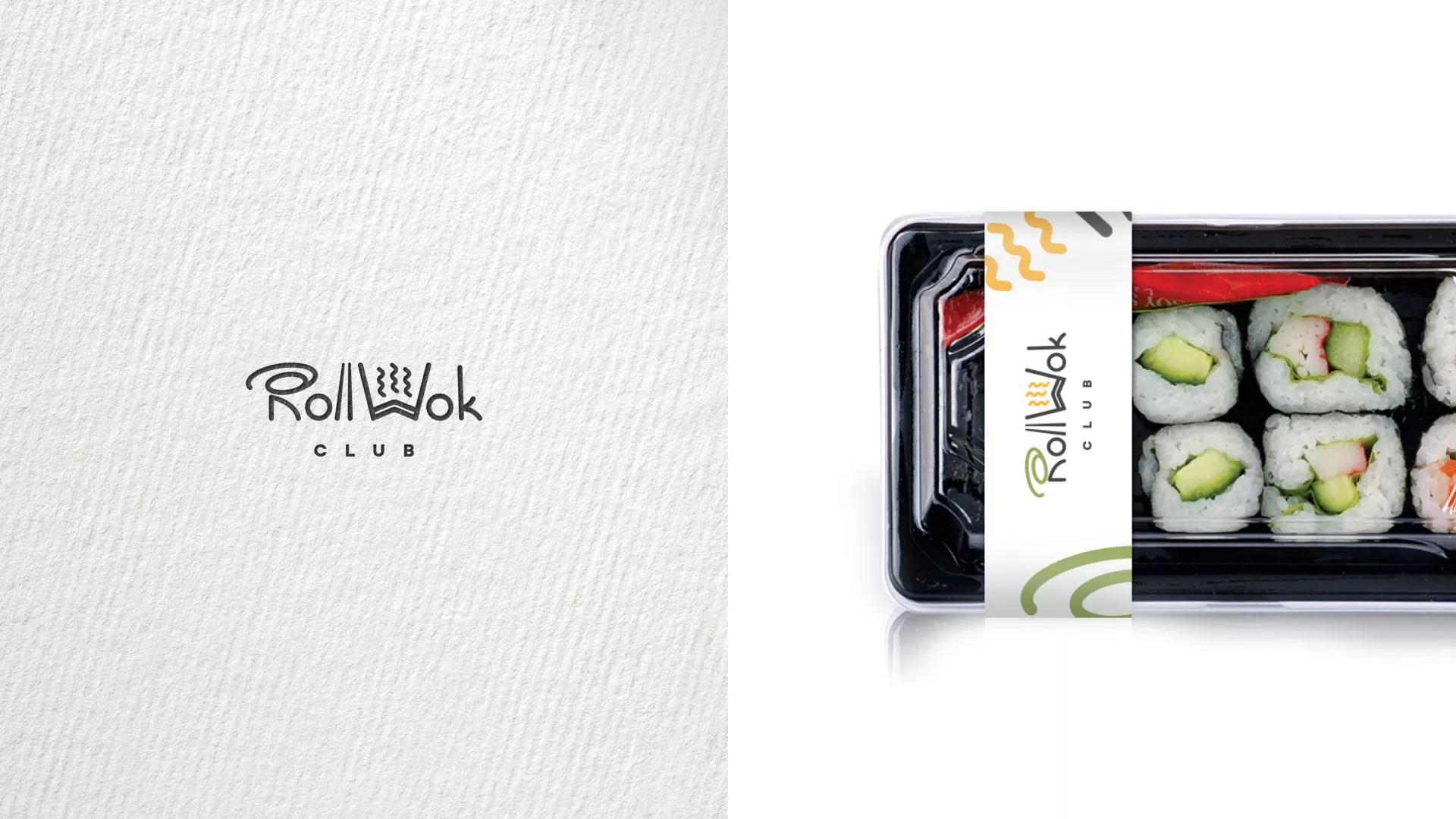 Разработка логотипа и фирменного стиля суши-бара «Roll Wok Club» в Грязовце