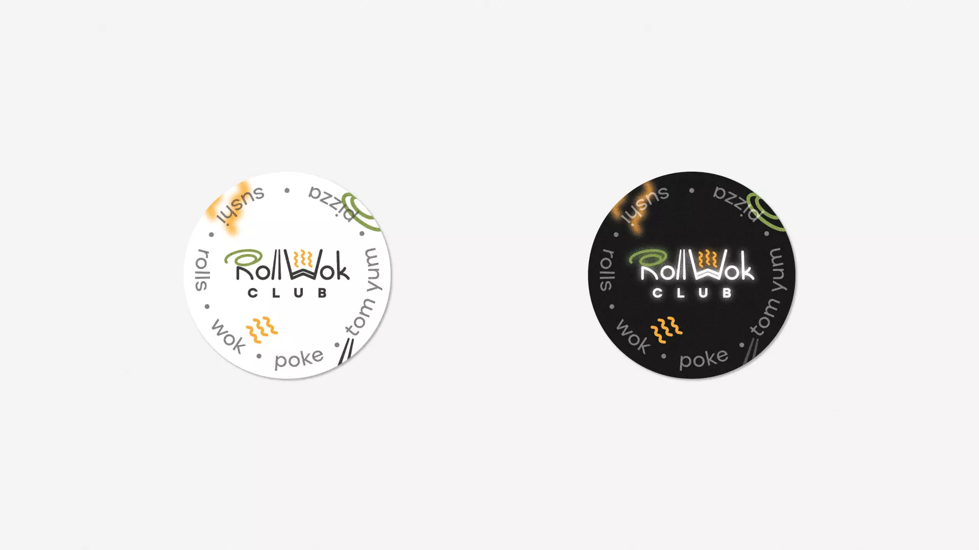Разработка наклеек для суши-бара «Roll Wok Club» в Грязовце